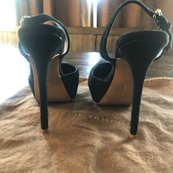 Elie Tahari Paris Blk Suede Leather Slingback - Picture 3 of 8